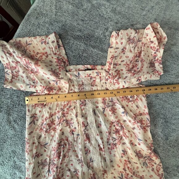 Zac Rachel Milkmaid Top Medium Floral Square Neck Lace Boho Coquette NWT 18691 - Picture 4 of 9